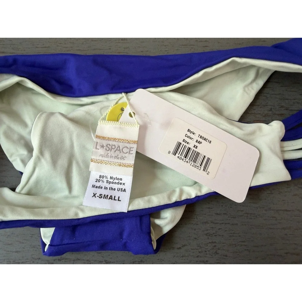 L*Space Estella Bikini Bottom Sapphire Blue Strappy Side Cutout TSOAC16 XS NEW